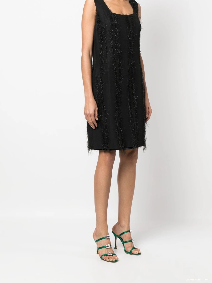 Affordable dress metallic-threading Women Versace fringed 0704